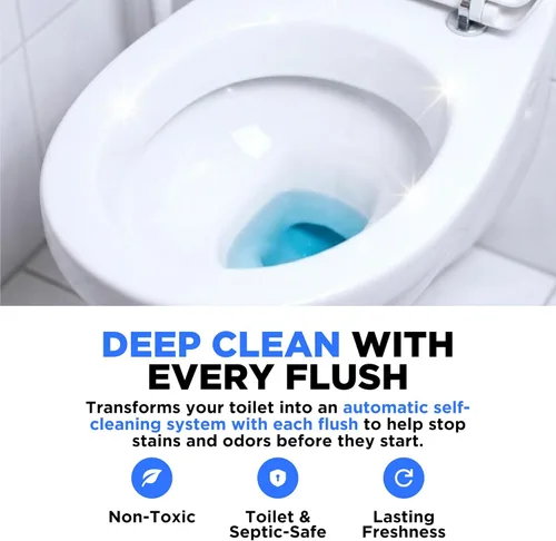 Vista 5 de Happy Toilet Cleaner Paquete de 2 limpiadores automáticos para inodoro, soporte para tableta de inodoro fácil de instalar, sistema de inodoro