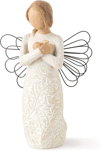Vista 7 de Willow Tree Remembrance (Piel más oscura) Ángel, Recuerdos, Mantenga cada uno con seguridad en su corazón, Tallado con símbolos para recordarnos a