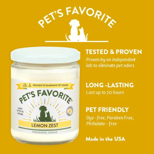 Vista 2 de Pet's Favorite Vela con olor a mascota, de combustión limpia, velas perfumadas de larga duración con una mecha de algodón (limón, paquete de 1)