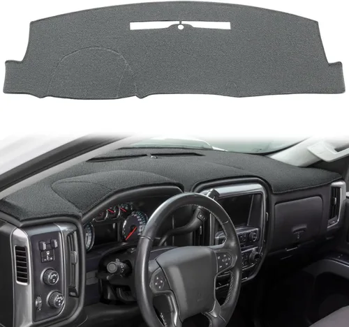 Vista 20 de Cubierta de tablero compatible con Chevy Chevrolet Silverado 1500 LT/WT 2500HD 3500HD 2007-2013, alfombra de tablero de GMC Sierra 2007-2013