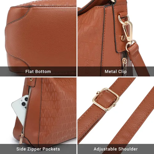 Vista 6 de Large Hobo Purses and Handbags for Women Vegan Leather Shoulder Crossbody Bag with Wallet