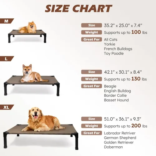 Vista 5 de Heeyoo Cama elevada para perros, cuna elevada para mascotas con malla lavable, transpirable y a prueba de mordiscos y marco metálico, cuna portátil