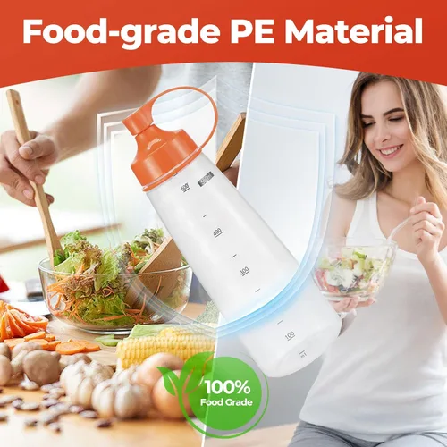 Vista 8 de Botellas exprimibles de boca ancha, paquete de 2 botellas de condimentos exprimibles sin BPA para salsas gruesas, resina, manualidades, botellas