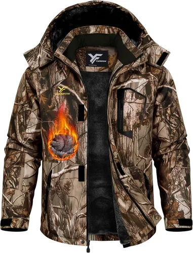 Vista 11 de Chaqueta de invierno para hombre, abrigo de trabajo, cortavientos impermeable, softshell pesado, térmica aislante, resistente al calor, para esquí