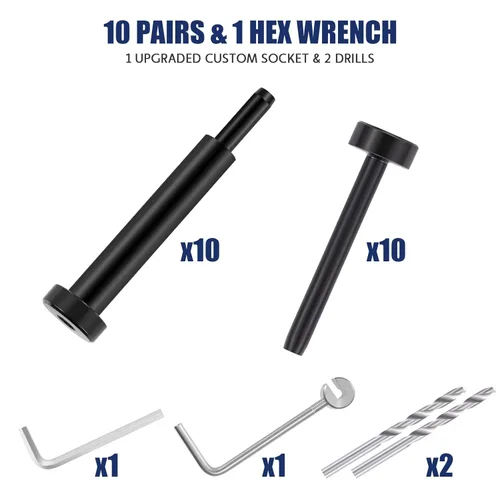 Vista 6 de Kit de barandilla de cable para cubierta – 10 pares de barandillas de cable invisible negro, tensor oculto de acero inoxidable T316 de 1/8 pulgadas