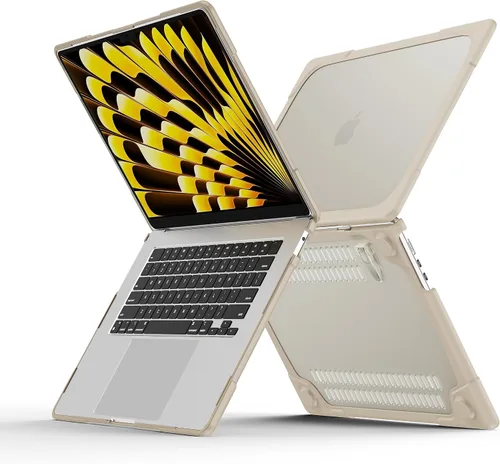 Vista 4 de Batianda Funda resistente para MacBook Air de 15 pulgadas 2023-2026, color Caqui