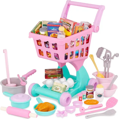 Battat Círculo de juego - Carrito de compras y juego de comestibles para niños - Comida de juguete - Cocina de juego - Juego de simulación - Más de