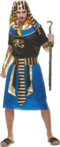 Vista 3 de EraSpooky Disfraz egipcio para hombre, faraón, túnica antigua, vestido de Egipto
