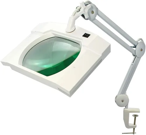 BoliOptics (Lente de vidrio) Lámpara de aumento LED, 5 dioptrías 2.25X, 7x6 pulgadas, brazo ajustable manos libres con abrazadera para