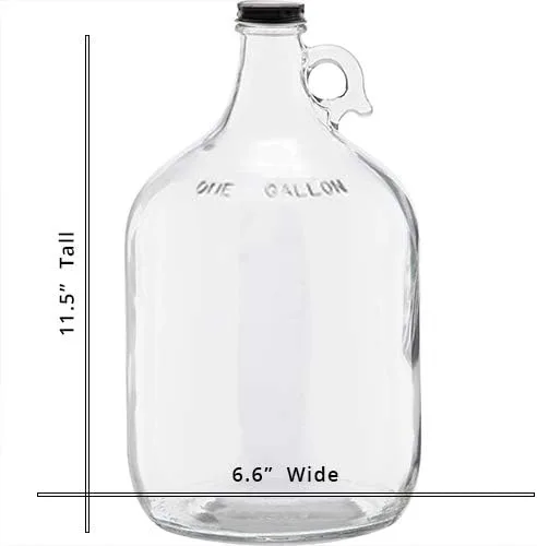 Vista 5 de Jarra de vidrio transparente de 1 galón (128 oz) con tapa de 1.496 in - Paquete de 6 Envío rápido el mismo día