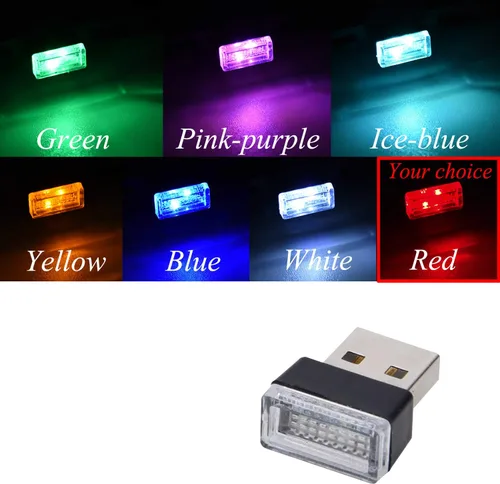Vista 2 de Febrytold - 2 unidades de luces LED USB mini universales para el interior del automóvil, luces ambientales para crear una atmósfera