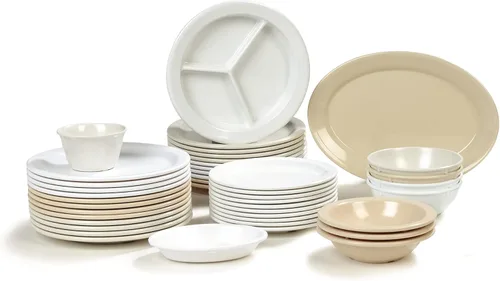 Vista 8 de Carlisle FoodService Products Dallas Ware - Plato de plástico reutilizable con borde para bufés, hogar y restaurantes, melamina, 9 pulgadas, blanco