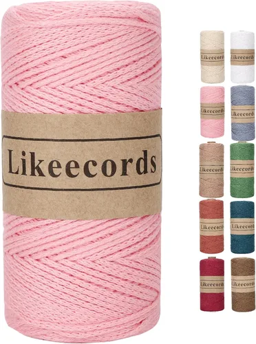 Vista 70 de Likeecords 100% Hilo de Ganchillo de Algodón Cordón de Bolsa de 2mm 170m Cordón de Macramé de 2mm Hilo de Crochet Cuerda de Macramé Regalo para Verde