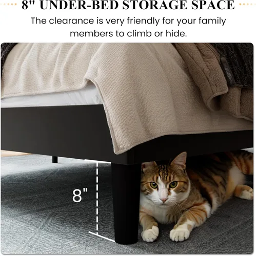 Vista 7 de SHA CERLIN Base de cama de terciopelo de tamaño matrimonial con cabecera capitoné de canal vertical, plataforma tapizada con listones de madera,