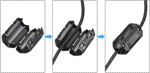 Vista 4 de MECCANIXITY Clips de cable de núcleos de ferrita de 0.354 in RFI EMI filtro de supresión de ruido para transmisión de potencia, cable de audio