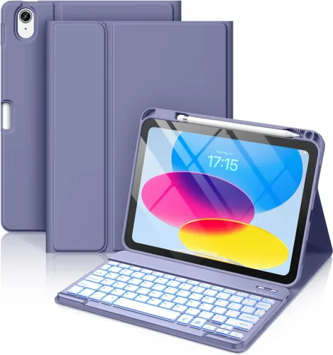Vista 12 de Hamile Funda para iPad de 11ª y 10ª Generación con Teclado - Funda de Teclado Folio Inalámbrico Desmontable con Retroiluminación de 7