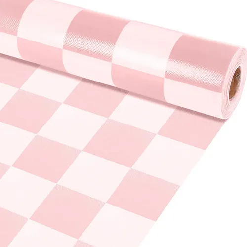 Vista 9 de Rollo de tablón de anuncios de color rosa a cuadros, color rosa pastel, reutilizable, impermeable, borrable, de tela no tejida, tablón de anuncios