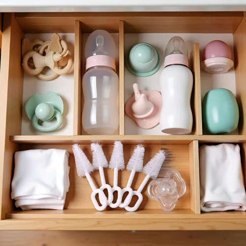 Vista 4 de Juego de 10 piezas de limpieza de chupete blanco, limpiador de pezones, cepillo de pezones, herramientas de limpieza profesionales de cerdas de alta