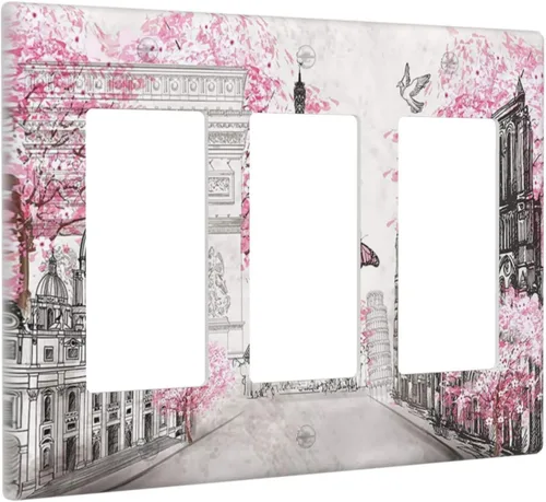 Vista 144 de Bear Moose Lodge Woodland - Placa de interruptor de luz dúplex individual de 1 banda, cubierta de salida decorativa de pared, placa frontal