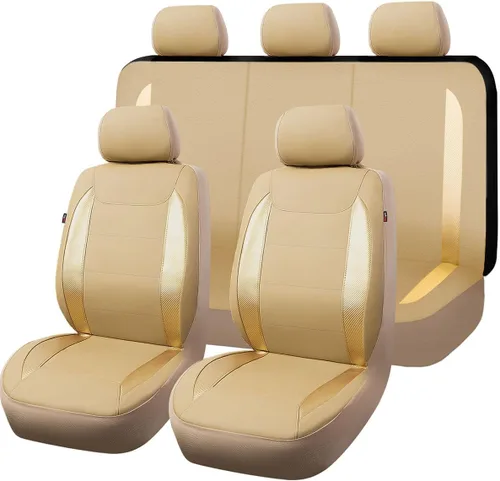 Vista 26 de Fundas para asientos de coche Flying Banner, protectoras, impermeables, de cuero sintético con fibra de carbono para asientos delanteros y traseros