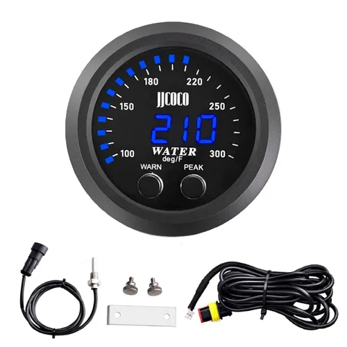 Vista 23 de Universal 52mm Medidor de Temperatura de Agua 0-300F (-17~187C) Electrónico LED Digital Azul DC12V para Automóvil con Adaptador de Sensor