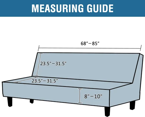 Vista 6 de H.VERSAILTEX Funda elástica para futón sin brazos, funda protectora elástica para sofá cama, textura rica en elastano, pequeños cuadros de tela Negro
