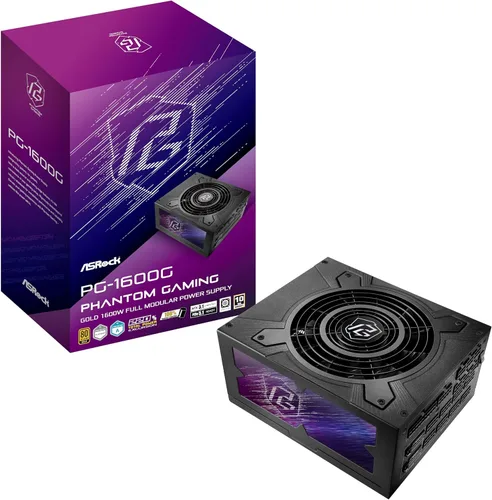 ASRock PG 1600G ATX 3.1 Fuente de alimentación de 1600W PCIe5.1 Garantía de 10 años Totalmente modular Condensador japonés Phantom Gaming PG-1600G