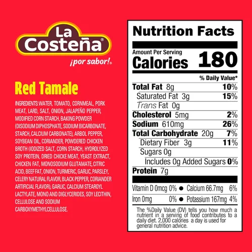 Vista 2 de La Costeña Tamales Rojos Sabor de cerdo Apto para microondas No requiere refrigeración, 3.8 onzas (paquete de 12)