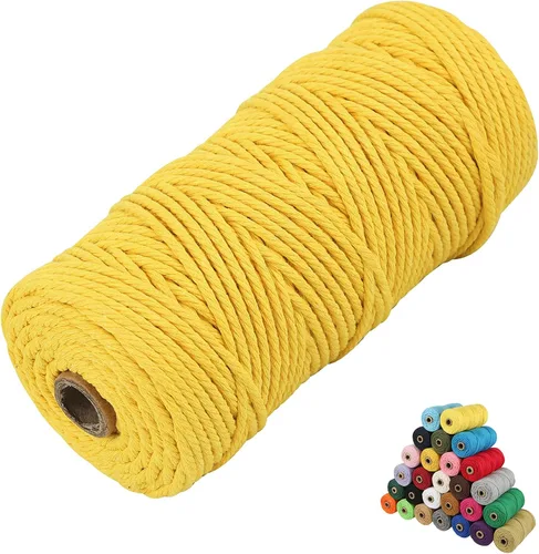 Vista 39 de Cordón de algodón para macramé, hilo torcido de 4 capas, cuerda de algodón natural, suministros perfectos de macramé, para hacer soportes colgantes