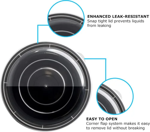Vista 3 de Freshware Contenedores de preparación de comidas [paquete de 10] Caja Bento, recipientes de almacenamiento de alimentos, cuencos de plástico
