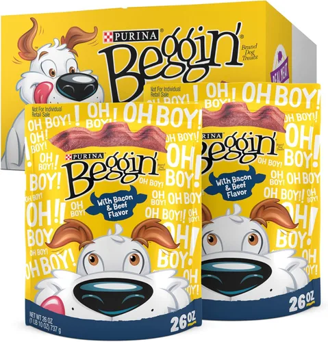 Purina Beggin' Strips Con Carne Real Golosinas para Perros con Sabores de Tocino y Carne de Res - (Paquete de 2) Bolsas de 26 oz