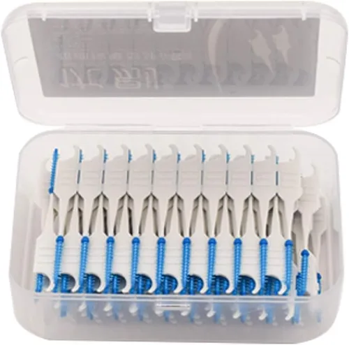 Vista 5 de 400pcs púas dentales cepillo interdental suave palillos de dientes de doble punta seda dental de silicona