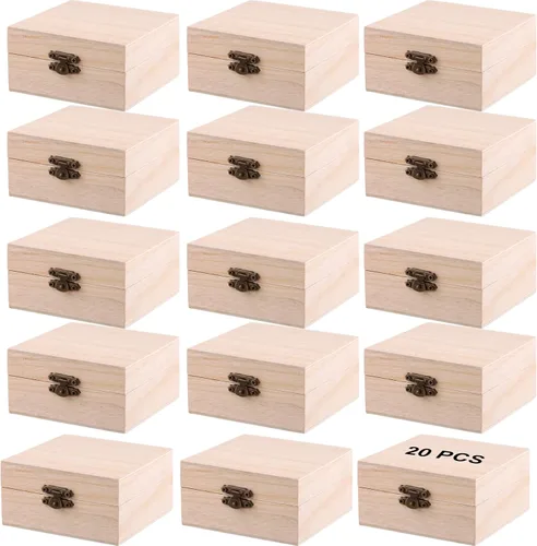 Vista 8 de FUNSUEI 8 cajas de madera de 7.9 x 3.9 x 2 pulgadas, caja de madera sin terminar, cajas de madera para manualidades, caja de madera con tapa