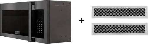 ZLINE - Microondas de acero inoxidable negro con mango tradicional y juego de 2 filtros de carbón (MWO-OTRCFH-30-BS)
