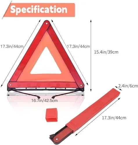 Vista 10 de DEDC Triángulo de advertencia, triángulo de seguridad plegable, kit de advertencia triple, reflector triangular de advertencia, señal de peligro