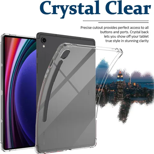 Vista 7 de Miimall Funda transparente compatible con Samsung Galaxy Tab S9, funda ultrafina de TPU suave, cobertura completa, cojín de aire de esquina a prueba