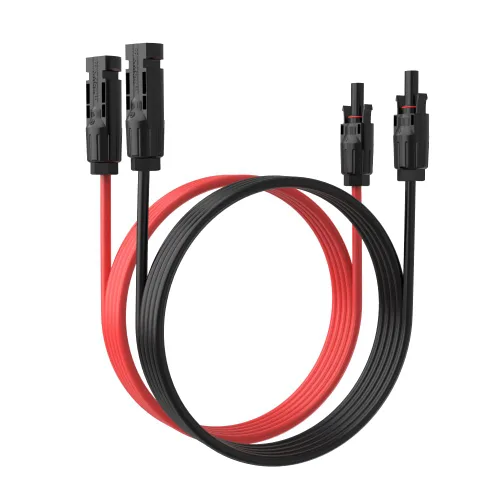 Cable de extensión de panel solar ELFCULB - 1 par de 10AWG 3 pies, cable de extensión solar negro y rojo, cable de panel solar PV con conectores