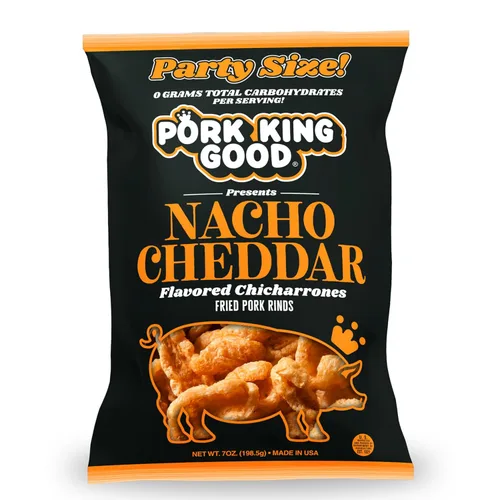 Vista 26 de Pork King Good Stupid Hot Pork Chicharrones - Paquete de 4 bocadillos bajos en carbohidratos, aptos para dieta cetogénica, chicharrones