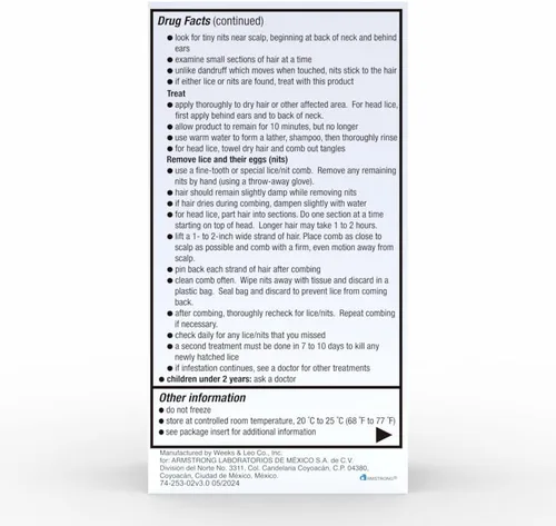 Vista 4 de Herklin Champú para tratamiento de piojos, máxima potencia, fácil de aplicar, 2 onzas líquidas, botella