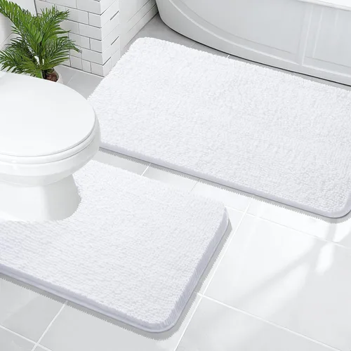 Vista 132 de OLANLY Juego de 2 alfombras de baño de felpilla suave y absorbente, antideslizantes, de secado rápido, lavables a máquina, accesorios de decoración