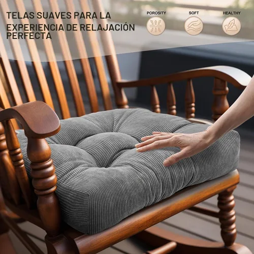 Vista 5 de Lokex Cojín para silla mecedora, acolchado para interiores, 28 x 18/18 x 18