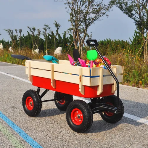 Vista 5 de ZeHuoGe Carro deportivo al aire libre todo terreno con paneles laterales de madera extraíbles, neumáticos de aire grandes, carro de panel de pie
