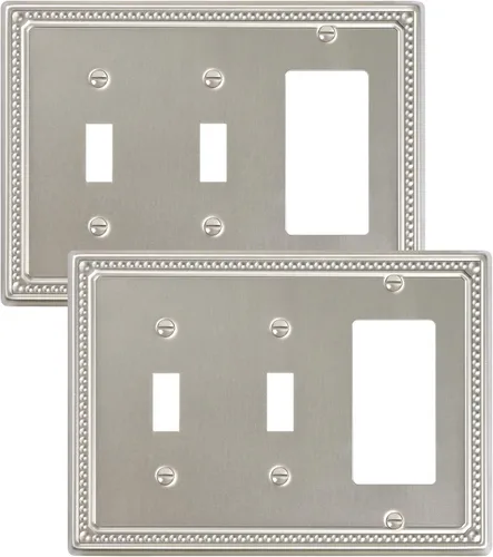Vista 43 de Paquete de 2 cubiertas de placa de interruptor de luz de doble palanca, cubiertas decorativas de placa de doble interruptor Pearls, placa de pared
