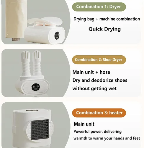 Vista 2 de 3 in 1 Multifunctional Folding Automatic Ironing Machine, Portable Boot Dryer, Heater for Office Clothes Dryer Shoe Dryer Heater for Family