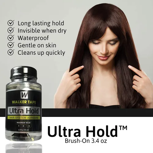Vista 3 de Walker Tape Onza (12.0 fl oz) C22 Citrus Solvente Peluca Removedor de Pegamento con 3.4 oz Ultra Hold Sistema de Cabello Adhesivo para Peluca