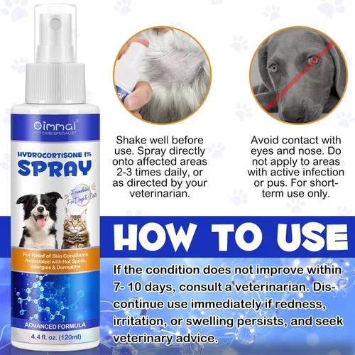 Vista 7 de Spray de hidrocortisona específicamente formulado para perros, gatos, 4.1 fl oz, espray para aliviar la picazón, tratamiento de puntos calientes