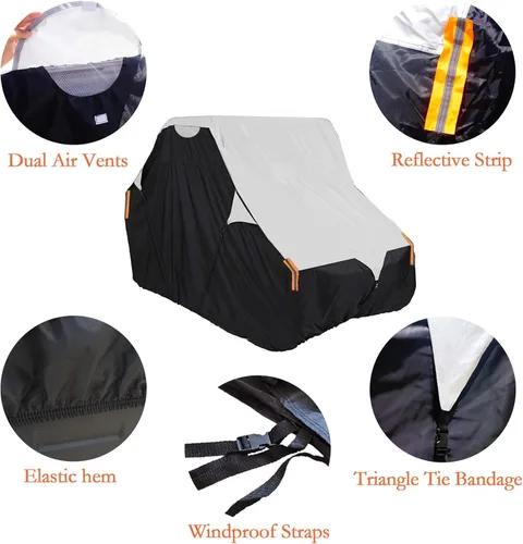 Vista 3 de Funda UTV con tela Oxford 420D resistente, cubierta UTV lateral a lado, protege de la lluvia, el granizo, las hojas y los rayos UV, XL 134 x 70 x 75