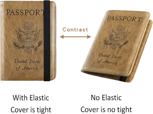 Vista 8 de Funda para pasaporte con bloqueo RFID de piel, organizador de documentos de viaje), 43237-2