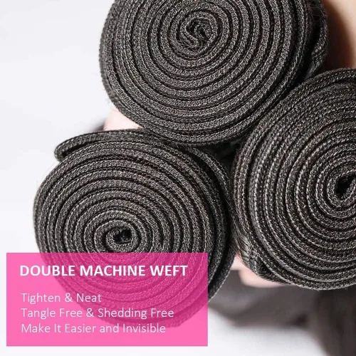 Vista 4 de Extensiones de cabello humano ondulado de 16, 18, 20, 22 pulgadas, grado 10A, extensiones de cabello humano ondulado 100% sin procesar, color negro