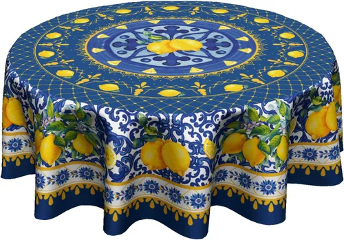 Vista 17 de Giwawa Mantel redondo de bola de Navidad de 60 pulgadas, impermeable, cubierta de mesa para el hogar, restaurante, cocina, picnic, decoración